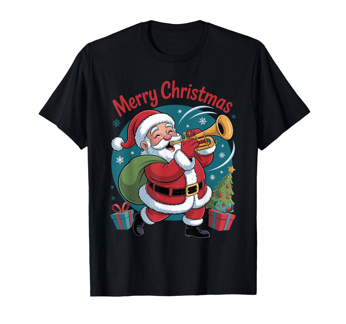 Funny Santa Playing Trumpet Holiday Chrismas Xmas Pajama T-Shirt