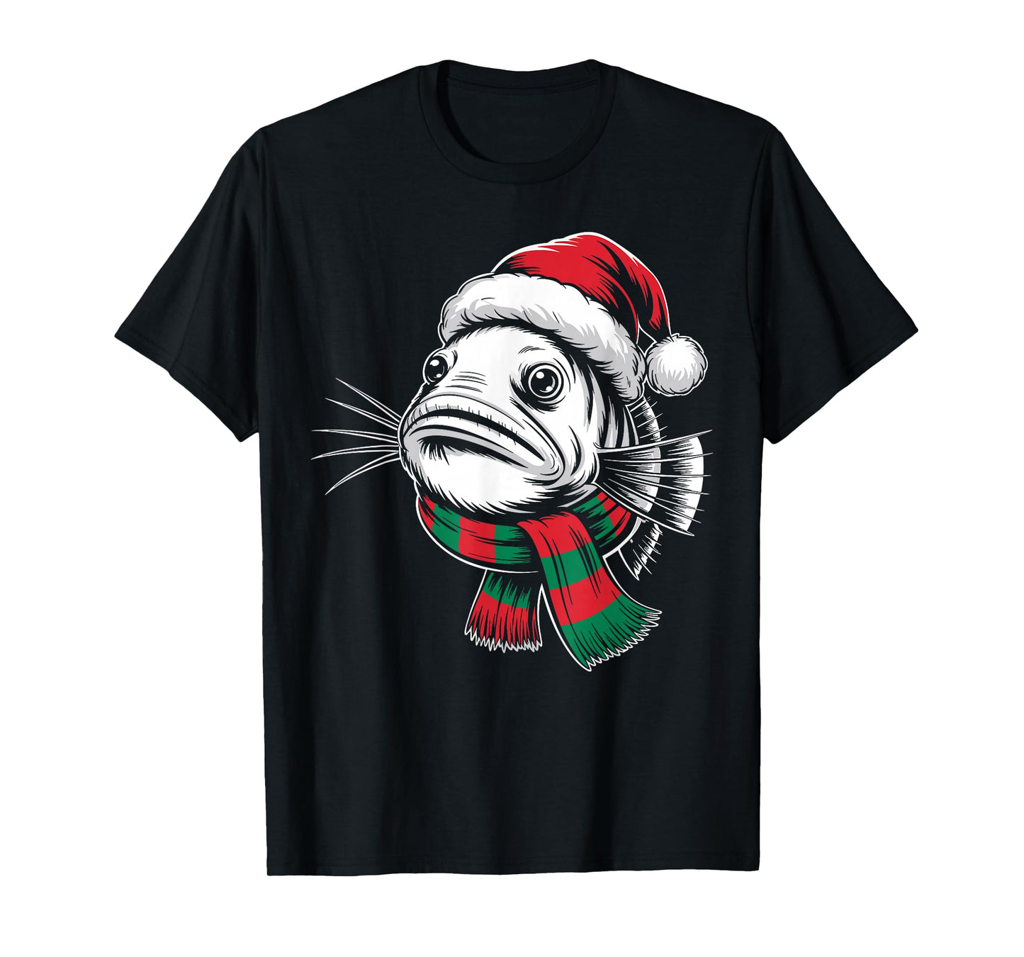 Anglerfish Xmas Santa Hat Scarf Christmas Costume T-Shirt