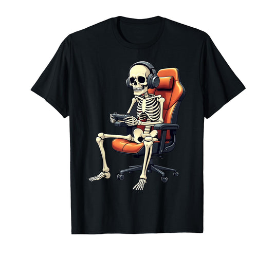 Halloween Skeleton Gamer Video Gaming Boys Girls Men Women T-Shirt