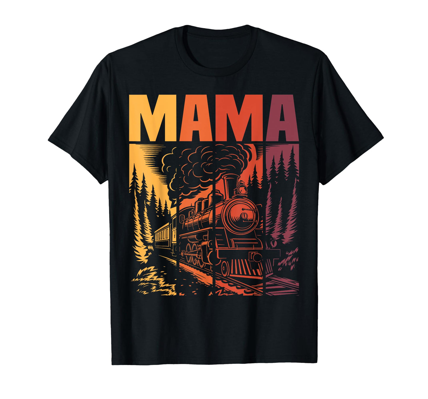Mama Matching Family Retro Train Birthday Party Locomotive T-Shirt