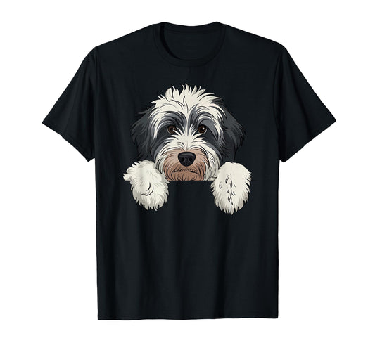 Cute Bernedoodle Peeking Doodle Puppy Dog Lover Men Women T-Shirt