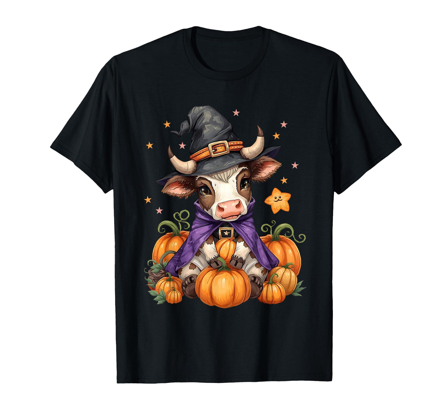 Cute Bull Witch Spooky Pet Halloween Matching Family Farm T-Shirt