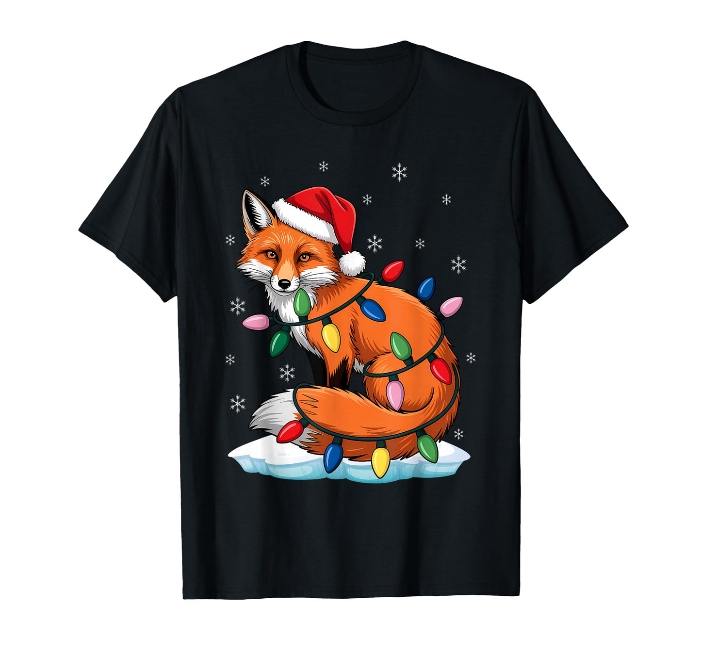 Santa Fox Christmas Lights Lover Hat T-Shirt