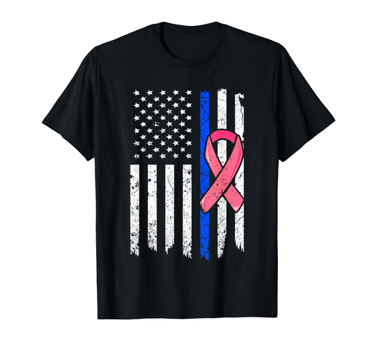 Breast Cancer Police Officer Pink Ribbon Policeman Women T-Shirt