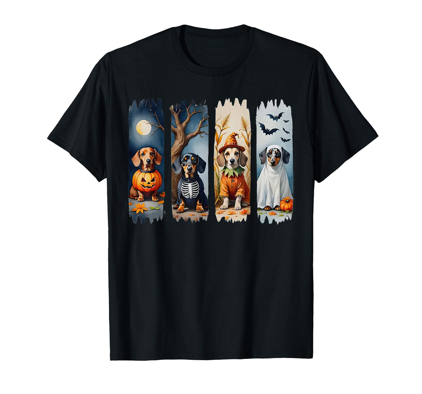 Cute Halloween Weiner Dogs in Costumes Funny Minimal T-Shirt