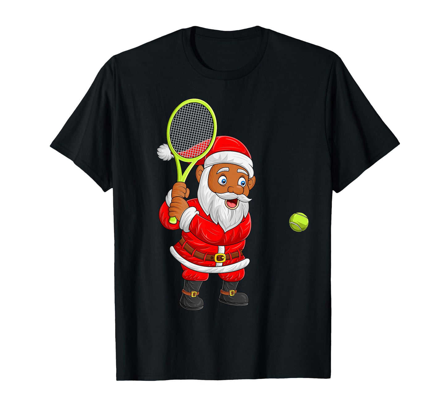 Santa Playing Tennis Christmas Pajamas Tennis Player Xmas T-Shirt