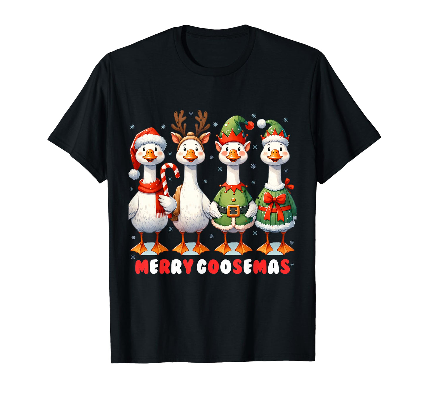 Funny Retro Merry Goosemas Christmas Silly Goose Xmas Lights T-Shirt