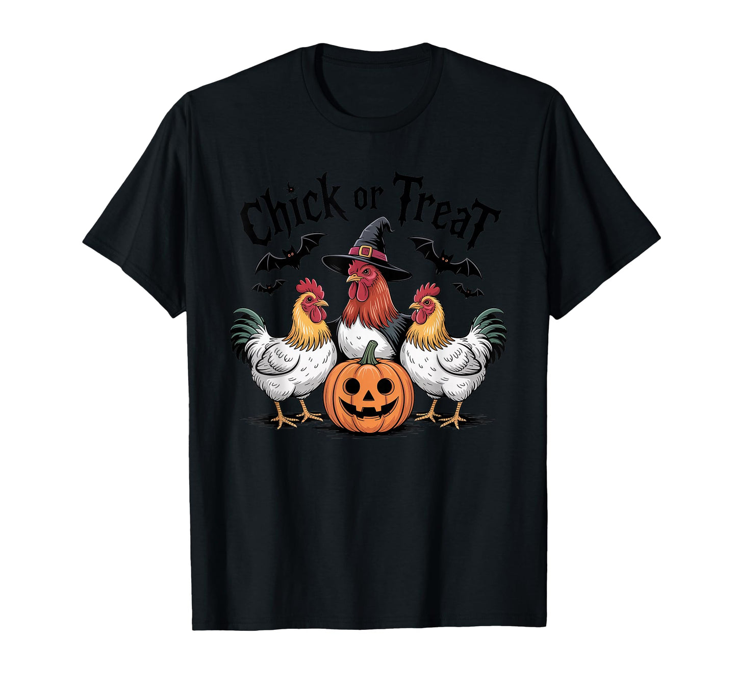 Chick Or Treat Chicken Ghost Pumpkin Funny Halloween Costume T-Shirt