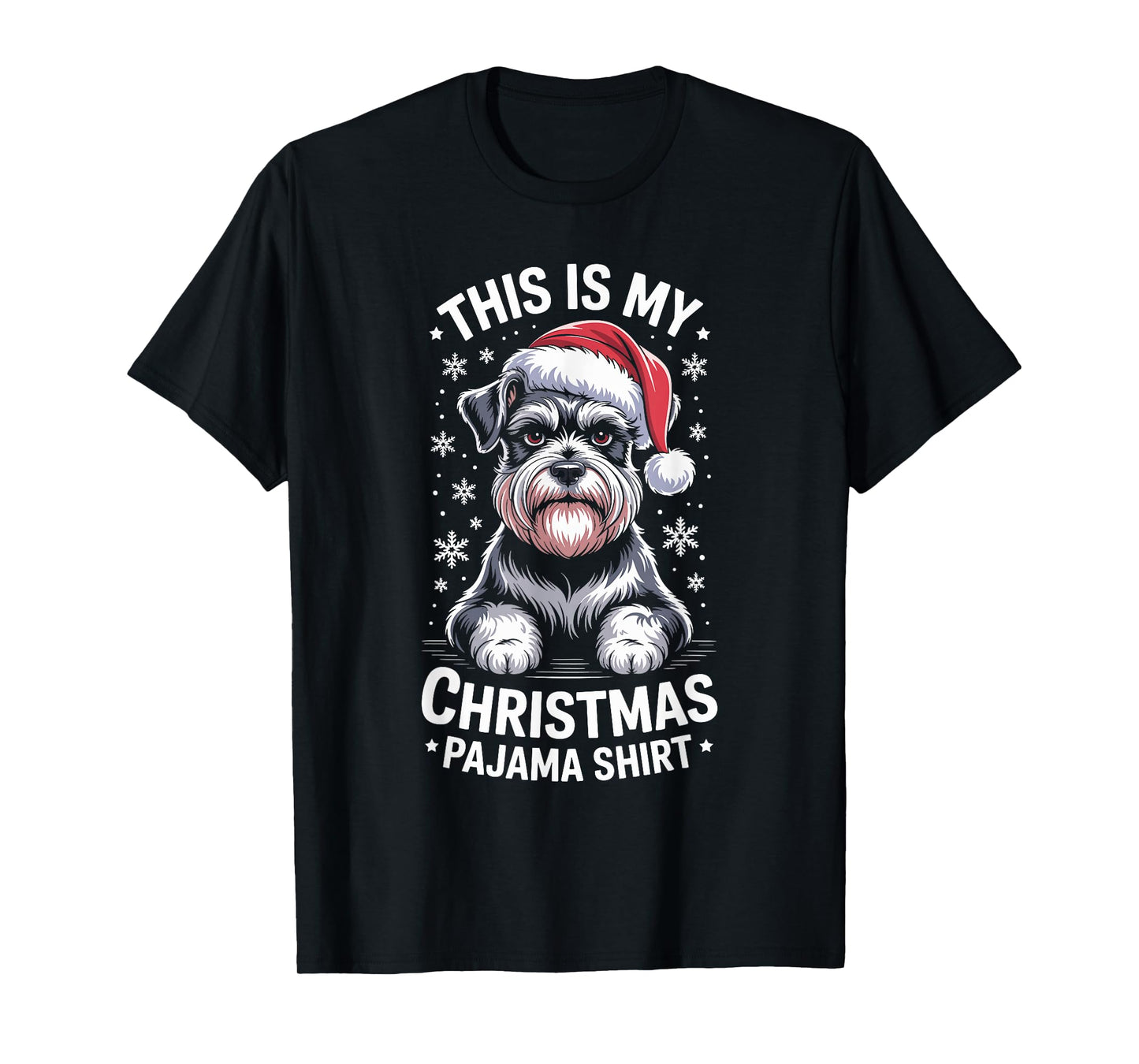 Funny Schnauzer Christmas Santa Hat Dog Lover Xmas T-Shirt