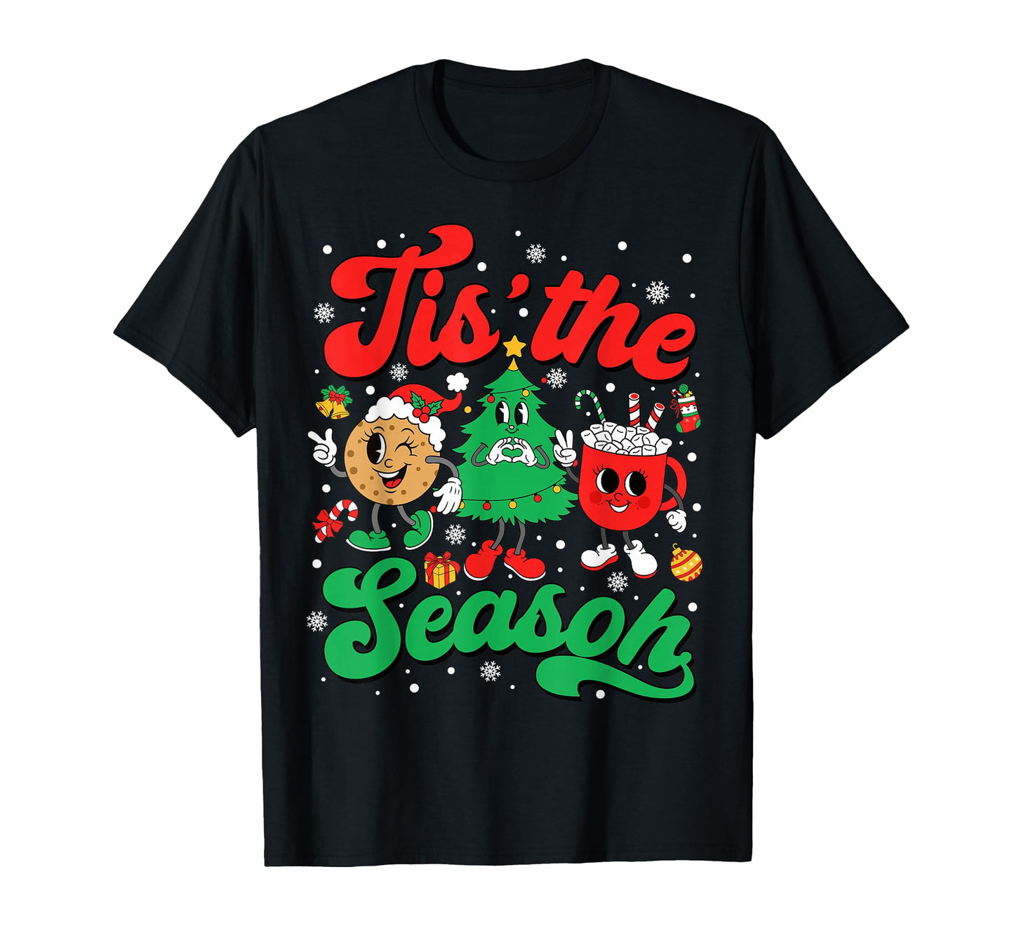 Retro Tis The Season Christmas Tree Vintage Cute Cookie T-Shirt