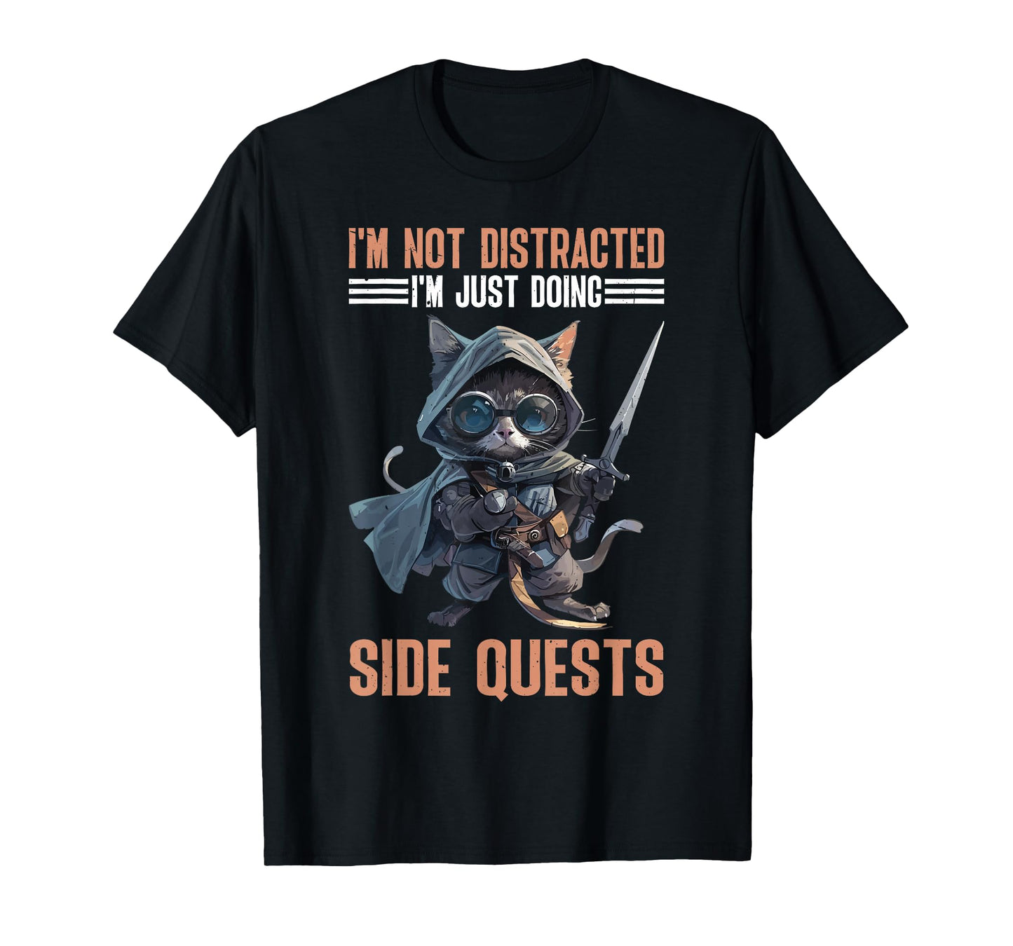 Funny Gamer Excuses I'm Not Distracted I'm Just Doing Side Quests - Black Unisex T-Shirt