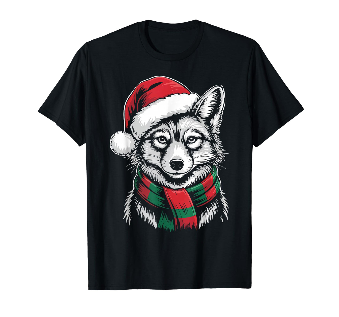 Coyote Xmas Santa Hat Scarf Christmas Costume T-Shirt