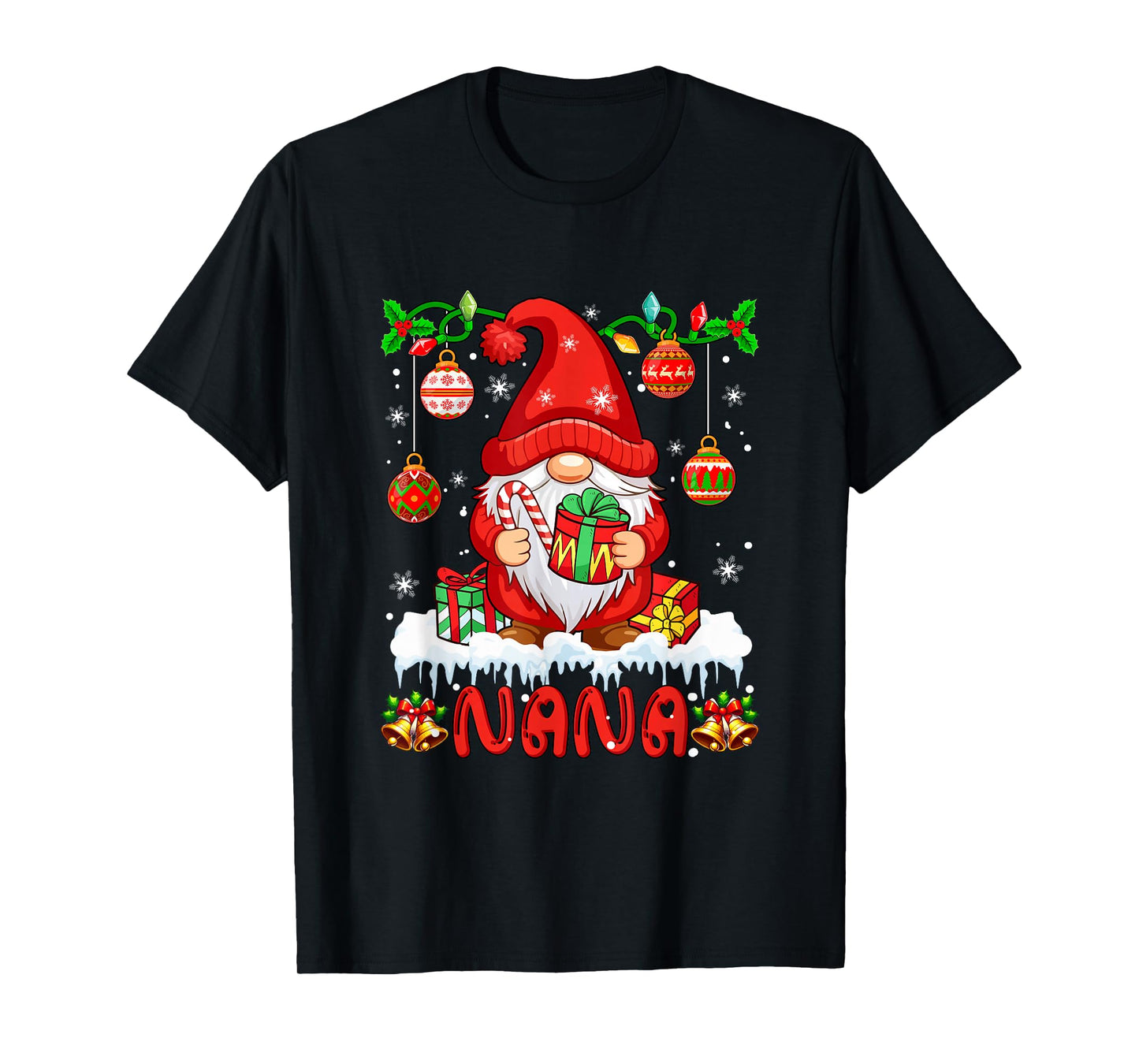 Nana Christmas Gnome Colorful Lights Matching Family Group T-Shirt