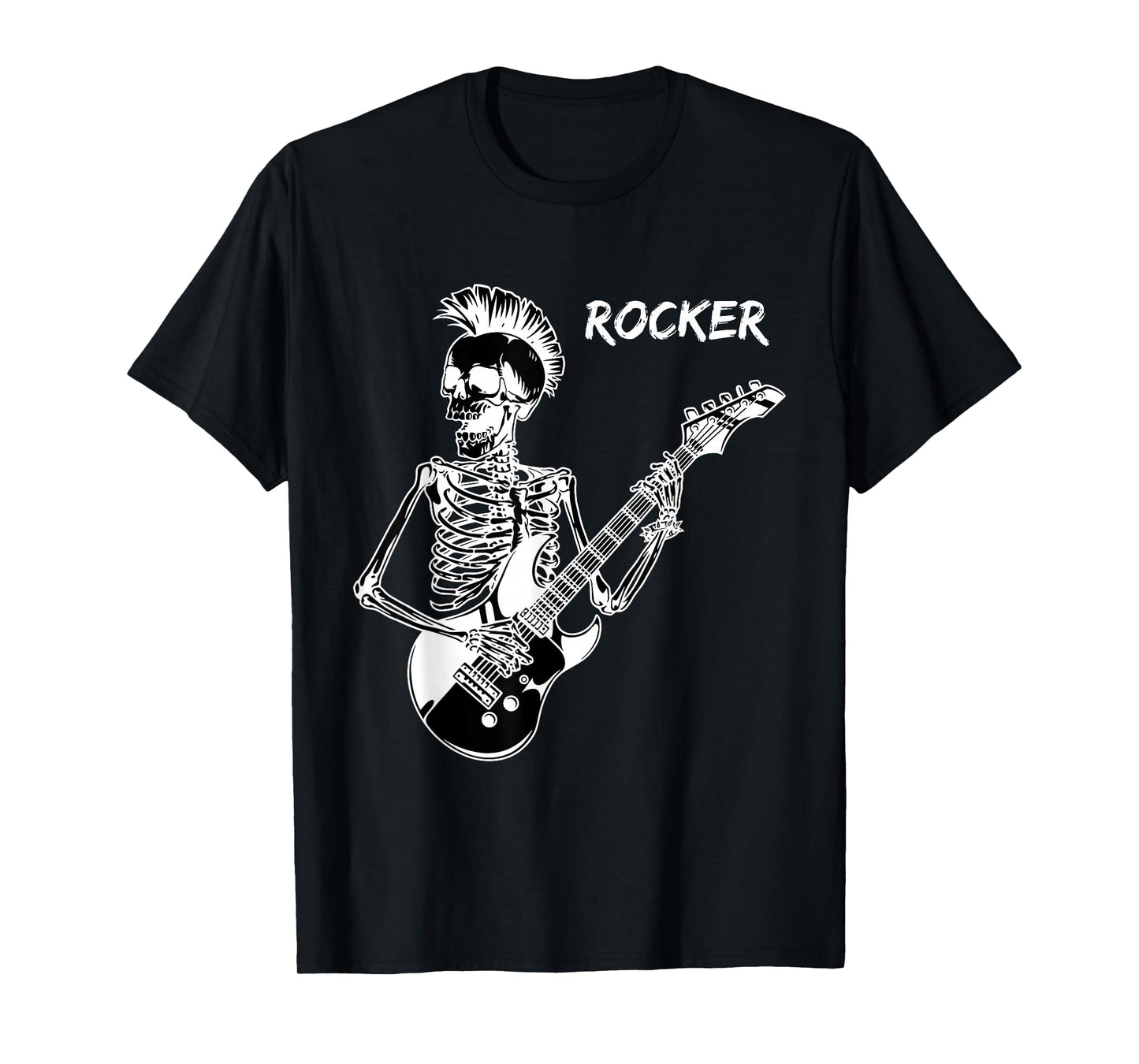 Rocker Skeleton Guitar Skater Cool Halloween Punk Rock T-Shirt