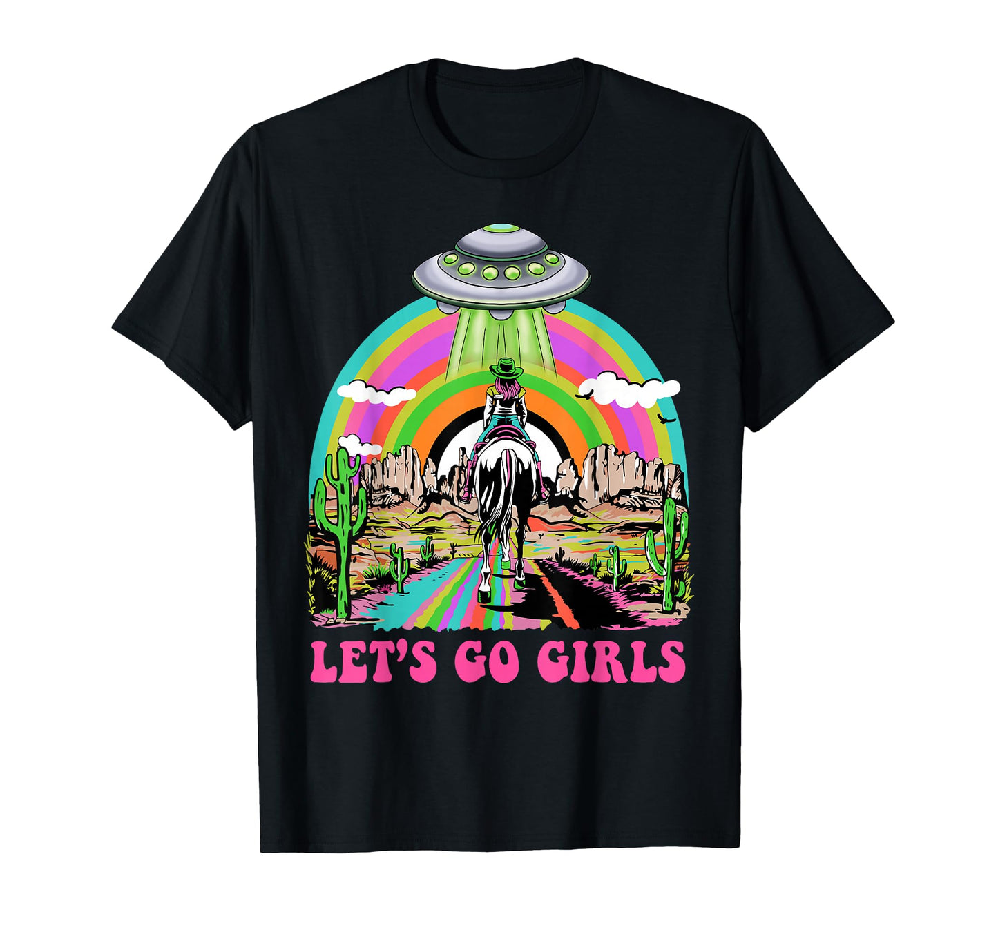 Let's Go Girls Retro Space Desert Cowgirl Bachelorette Party T-Shirt