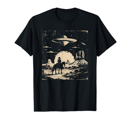 Cowboy UFO Alien Western Country Retro Vintage UAP Cowboy T-Shirt