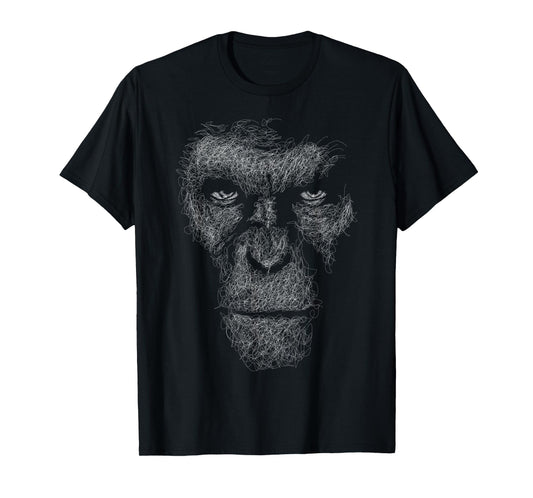 gorilla face scribble art head for lover Silverback animals T-Shirt