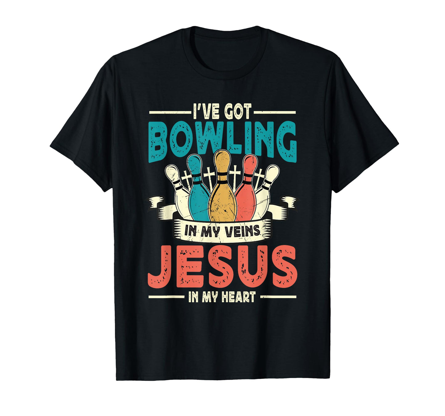 I've Got Bowling In My Veins and Jesus In My Heart Retro T-Shirt