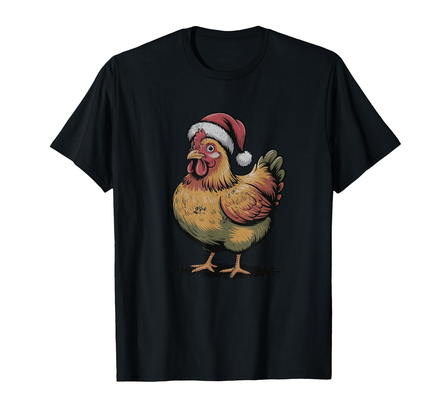 Chicken Santa Hat Christmas Vintage Farm Animal Lover Pajama T-Shirt