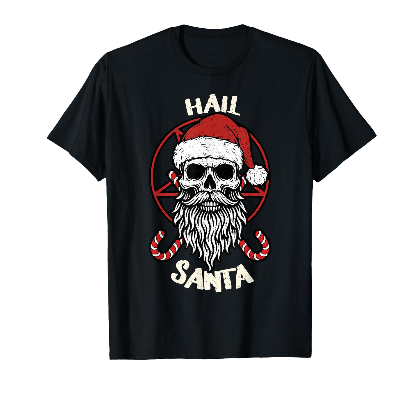 Hail Santa Skull Pagan Solstice Gothic Anti Christmas T-Shirt