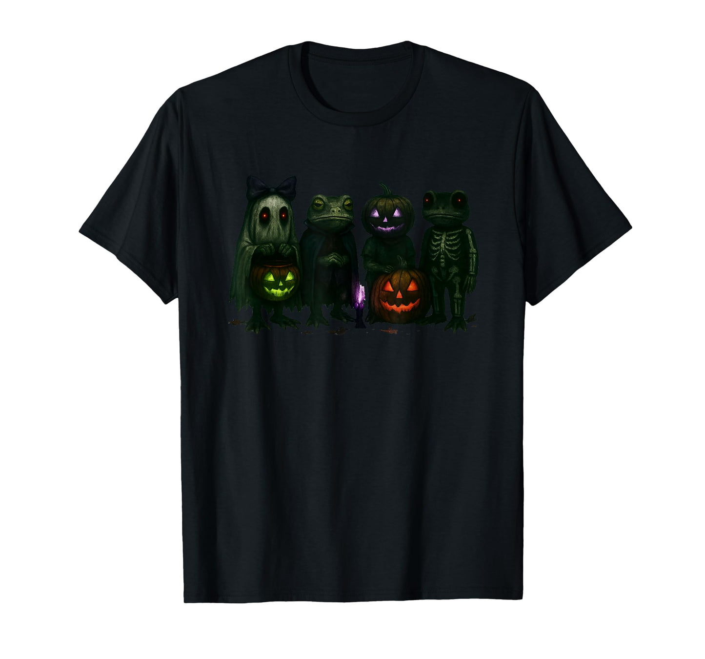 Spooky Skeleton Frog Cute with Pumpkin and Creepy Vibes T-Shirt