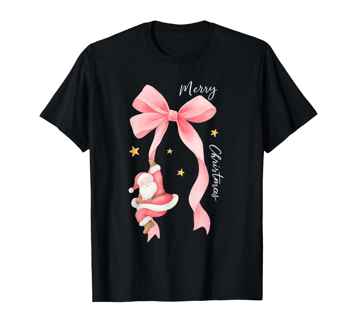 Coquette Merry Christmas with Santa, Pink Xmas Santa Claus T-Shirt