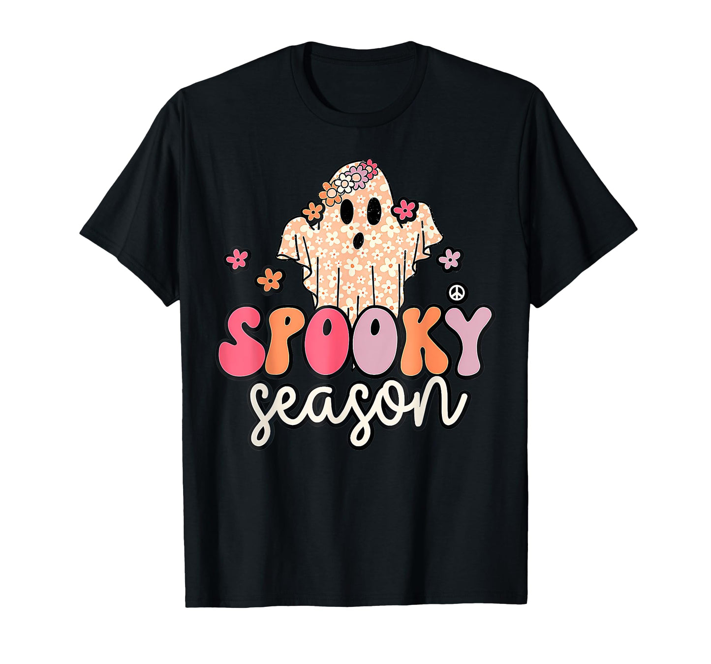 Groovy Spooky Season Ghost Flower Halloween Costume Girls T-Shirt