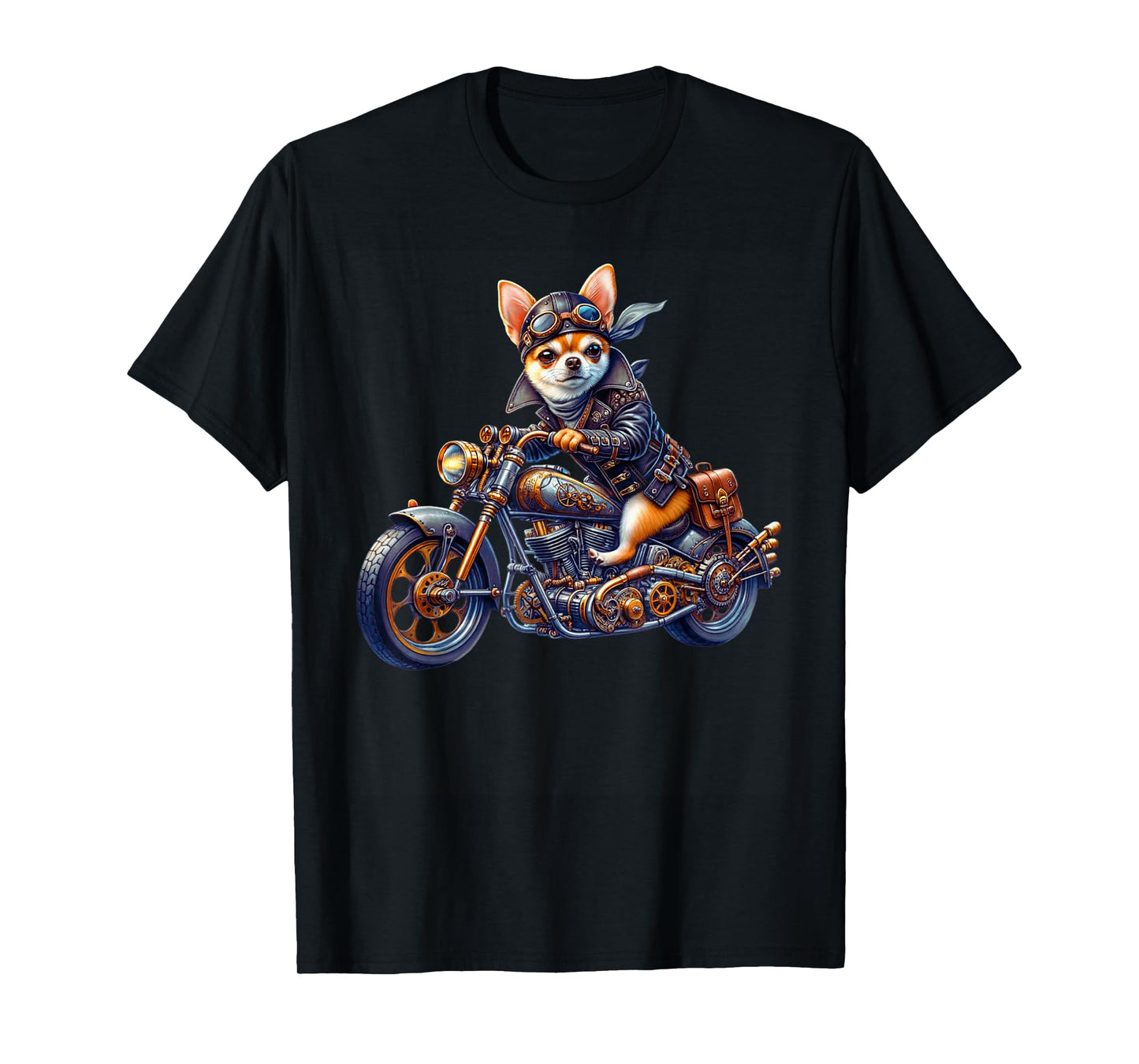 Cool Steampunk Chihuahua Biker Vintage Motorcycle Dog Lovers T-Shirt
