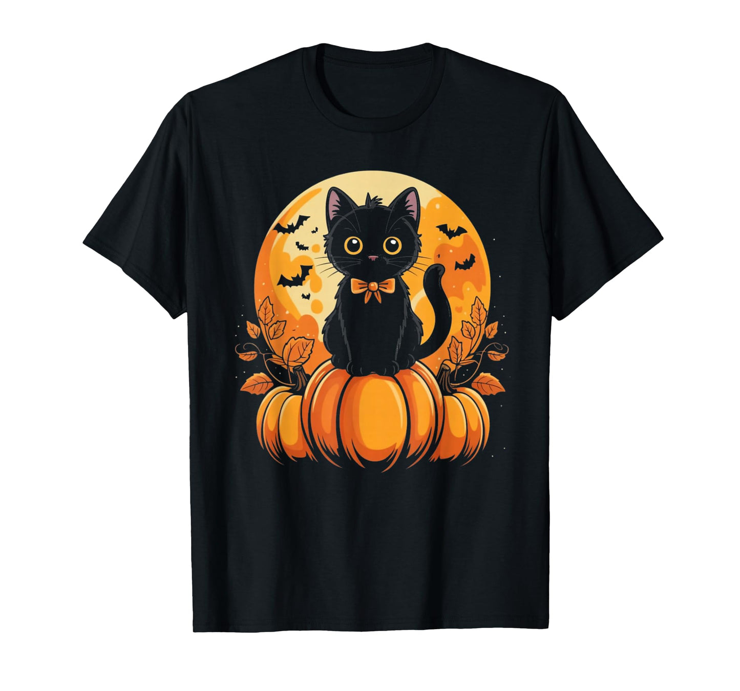 Retro Black Cat Pumpkin Halloween Costume Fall Autumn Gifts T-Shirt