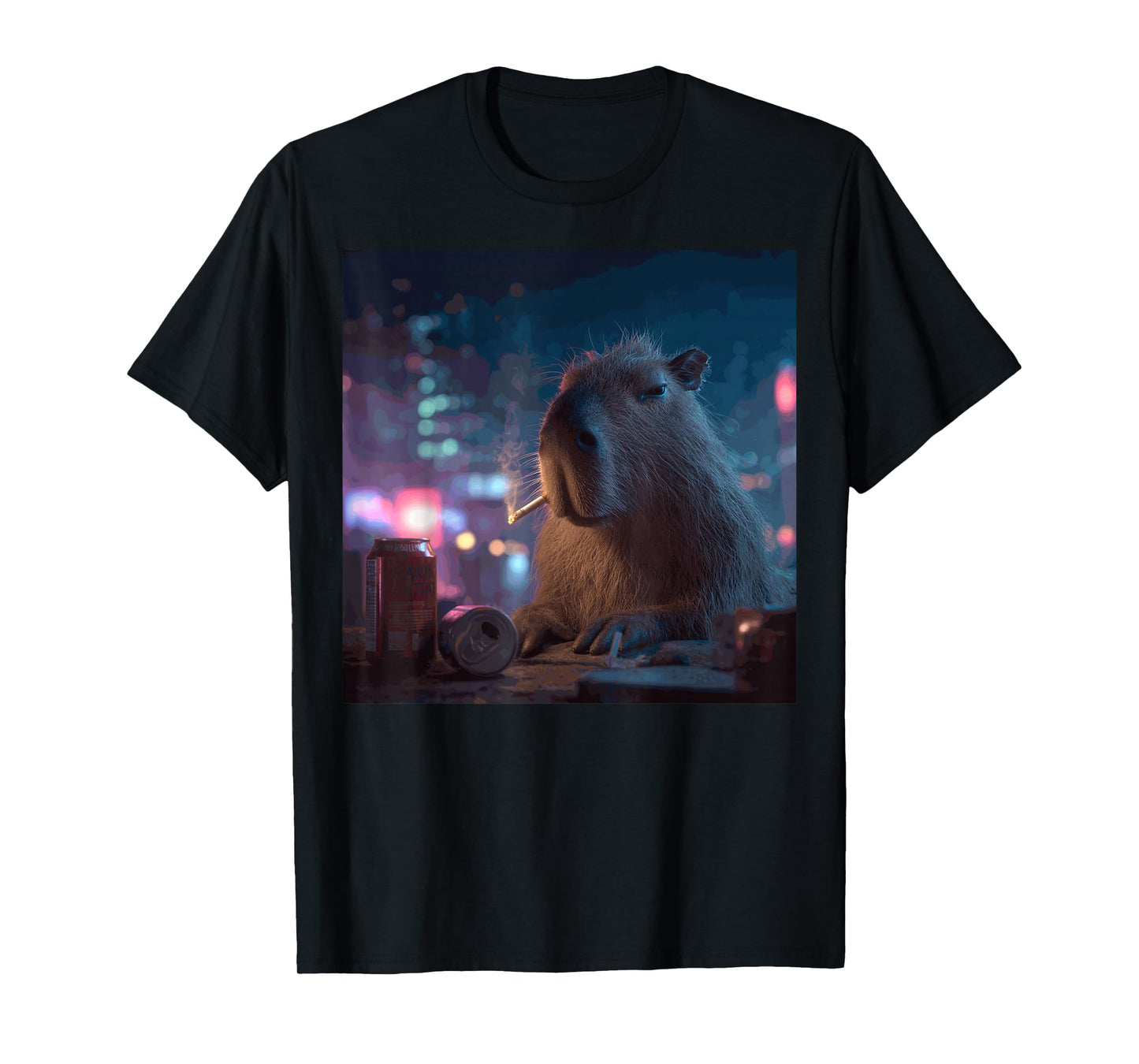 Funny Graphic Capybara Smoking Adult Funny T-Shirt