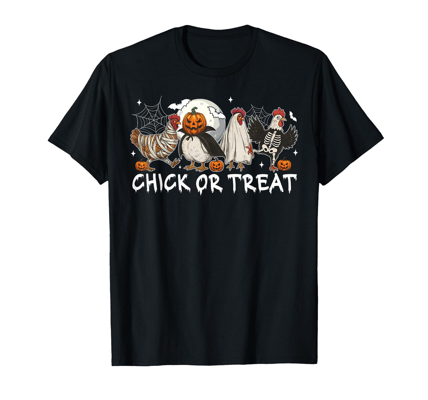 Chick Or Treat Funny Halloween Pumpkin Ghost Spooky Chicken T-Shirt