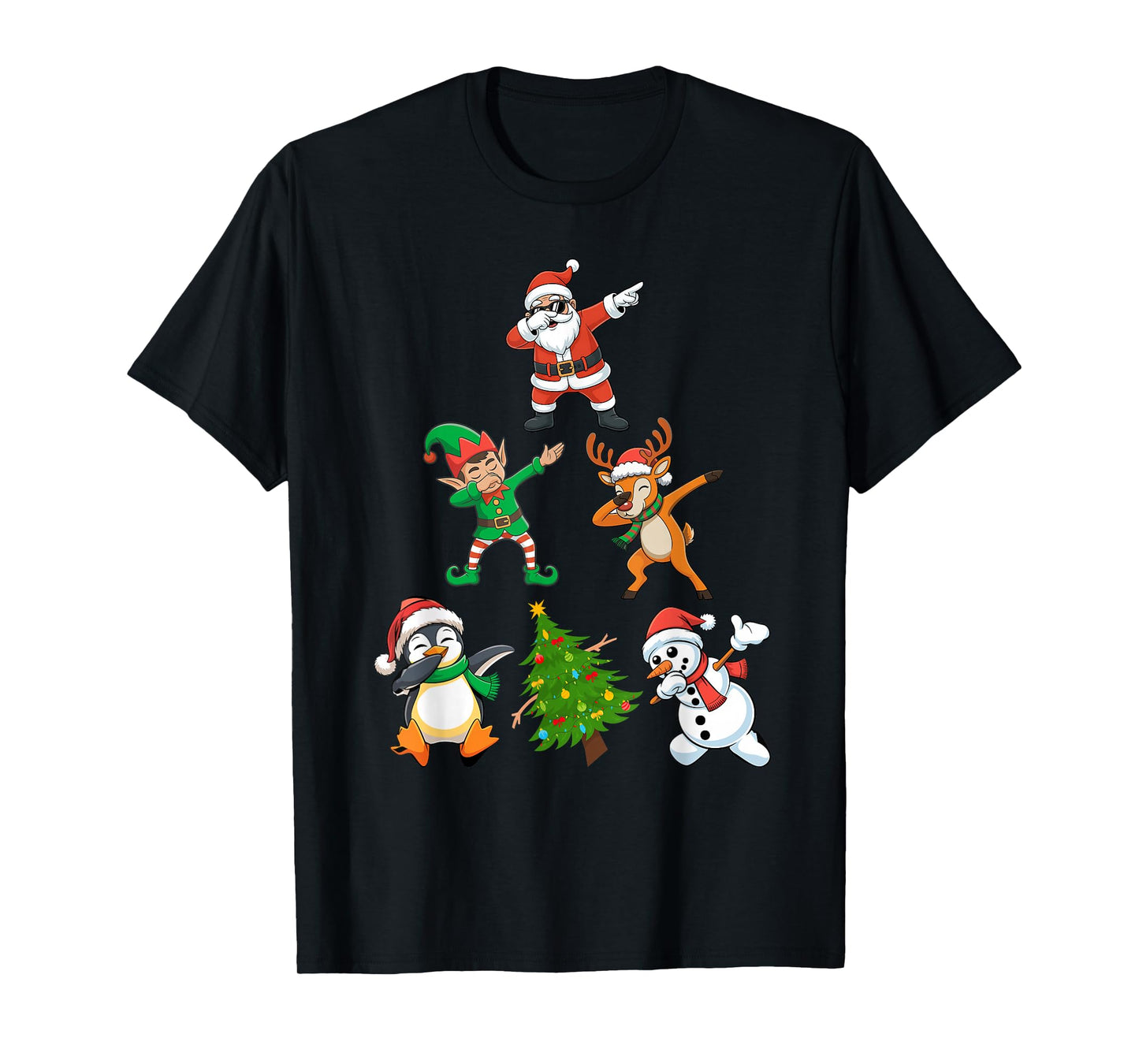 Dabbing Santa Elf Reindeer Xmas Tree Snowman Funny Xmas Dab T-Shirt