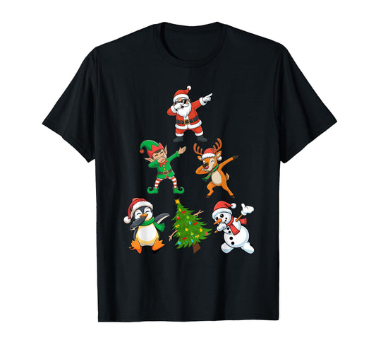 Dabbing Santa Elf Reindeer Xmas Tree Snowman Funny Xmas Dab T-Shirt