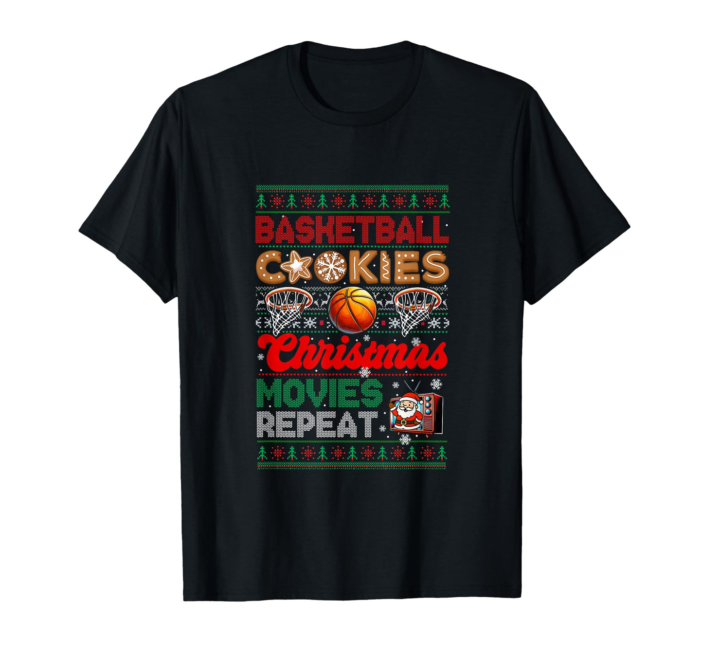 Basketball Cookies Christmas Movies Repeat Sweater Player T-Shirt