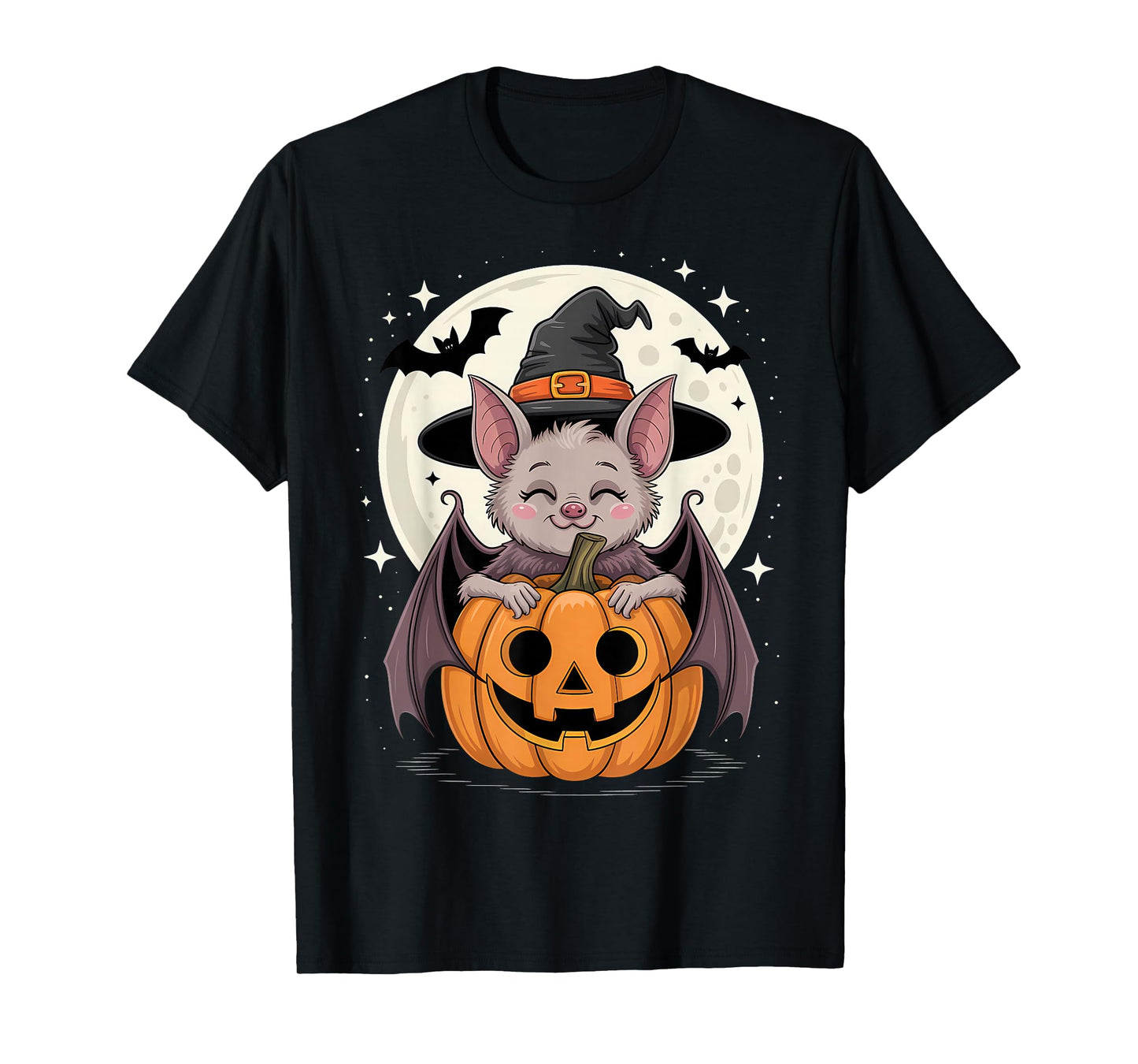 Halloween Bat Witch Hat Pumpkin Spooky T-Shirt