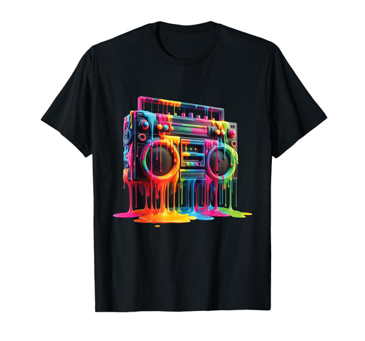 Dripping Paint Boombox Old-School 80S Hip Hop Street Style T-Shirt