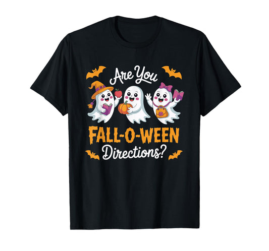 Fall-O-Ween Directions Funny Halloween Teacher Ghost Joke T-Shirt