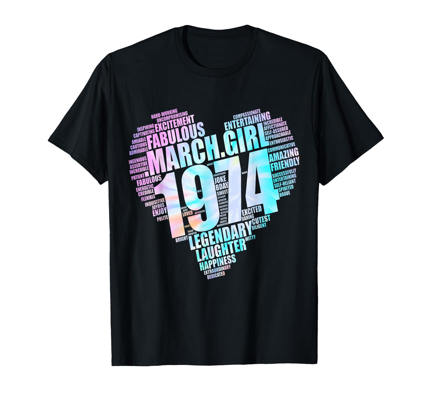 MARCH GIRL 1974 Awesome Fabulous Fifties Heart 51st Birthday T-Shirt