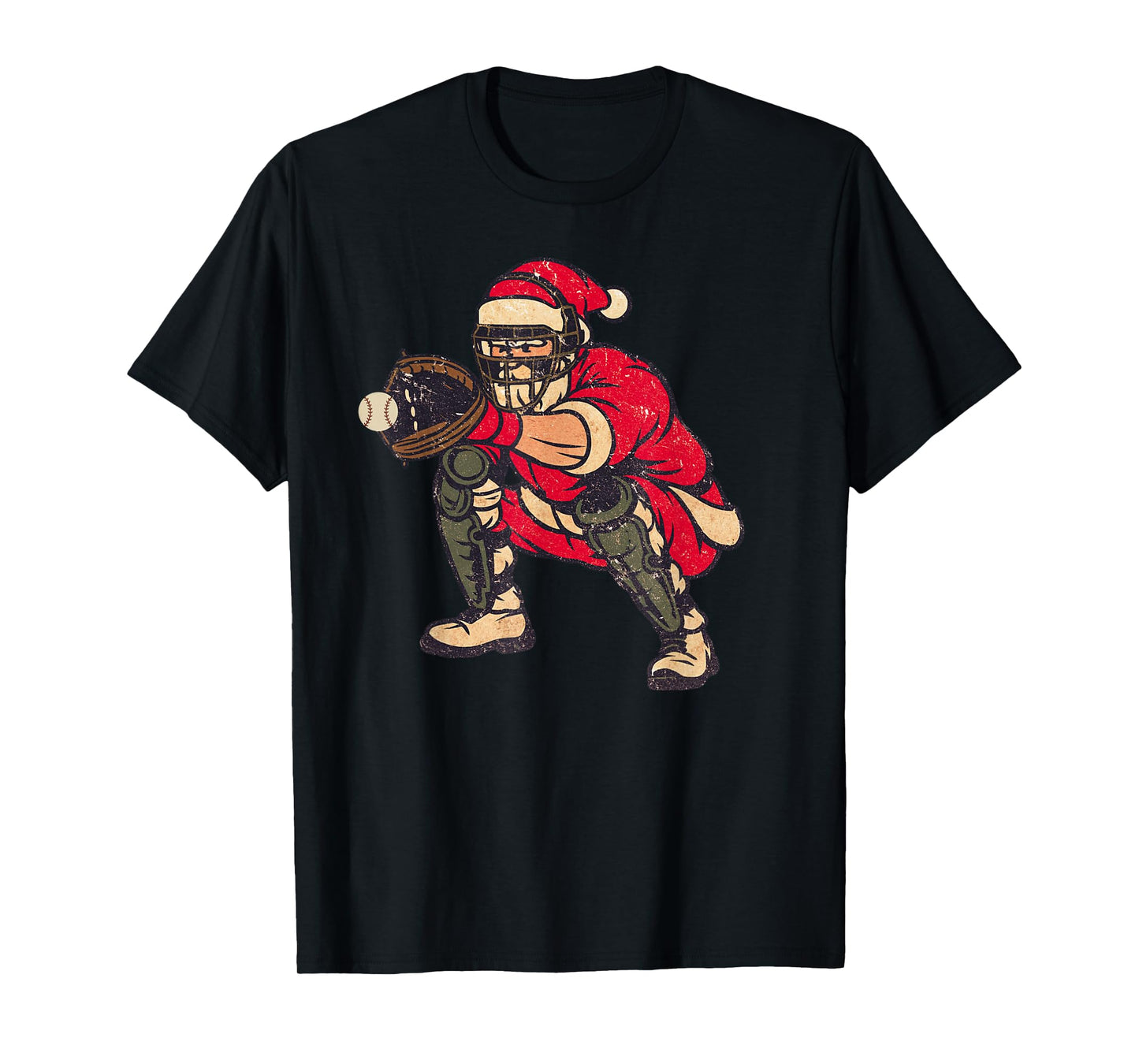 Santa Claus Playing Baseball Xmas Holiday Funny Christmas T-Shirt