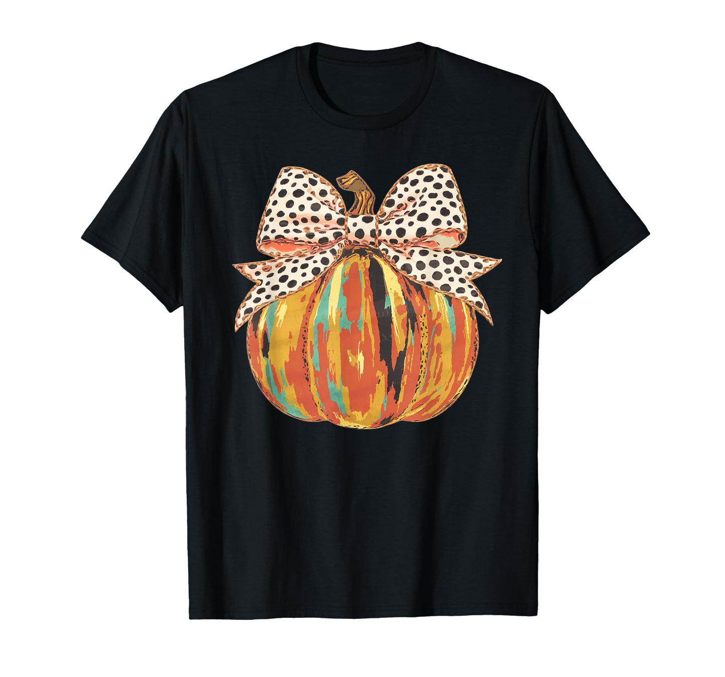 Pumpkin Bow Coquette Happy Thanksgiving Cozy Season Vibes T-Shirt