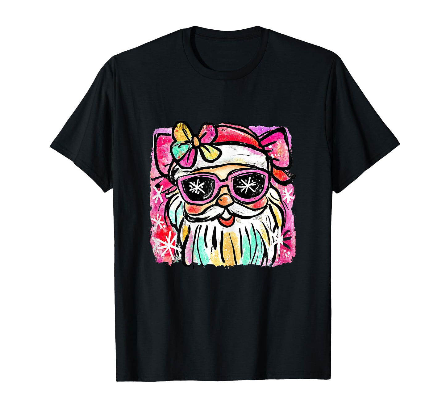 Coquette Pink Glass Santa Merry Christmas Women Girl Kids T-Shirt