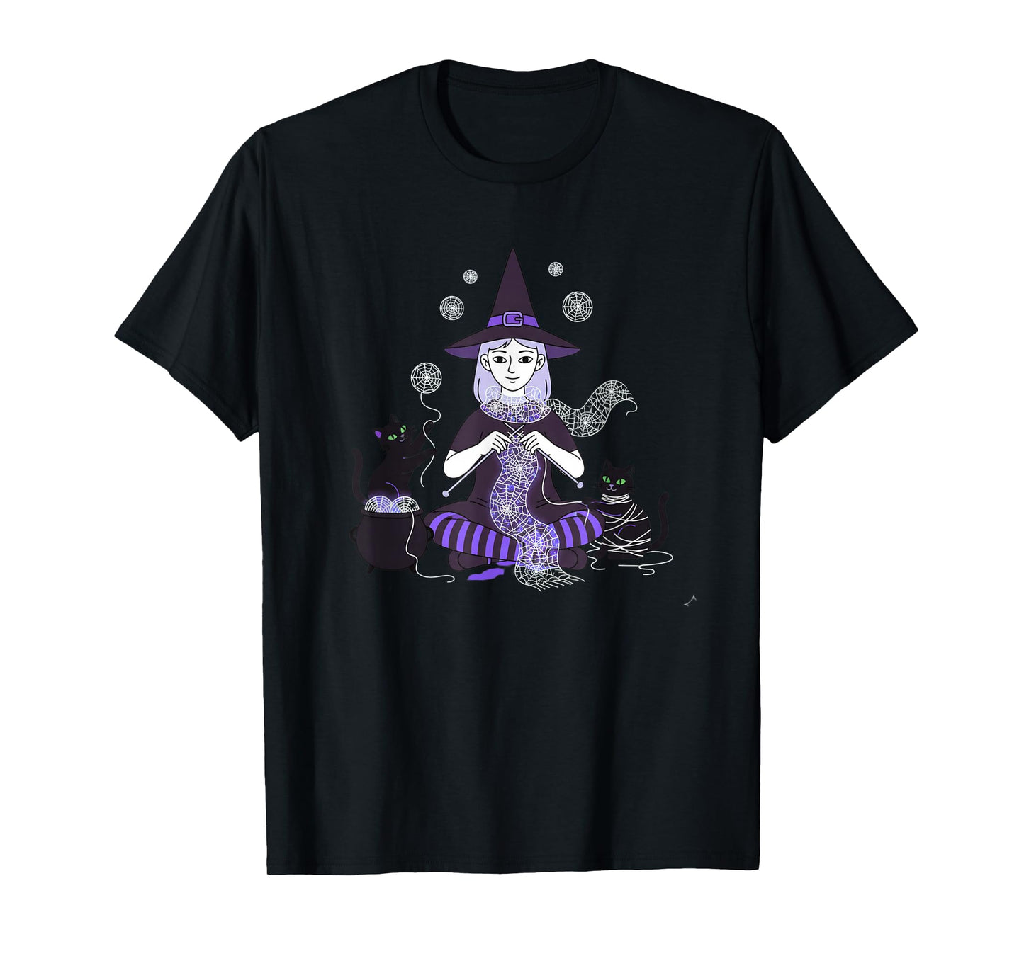Witch Knitting Magical Yarn, Cats Cozy Funny Halloween T-Shirt