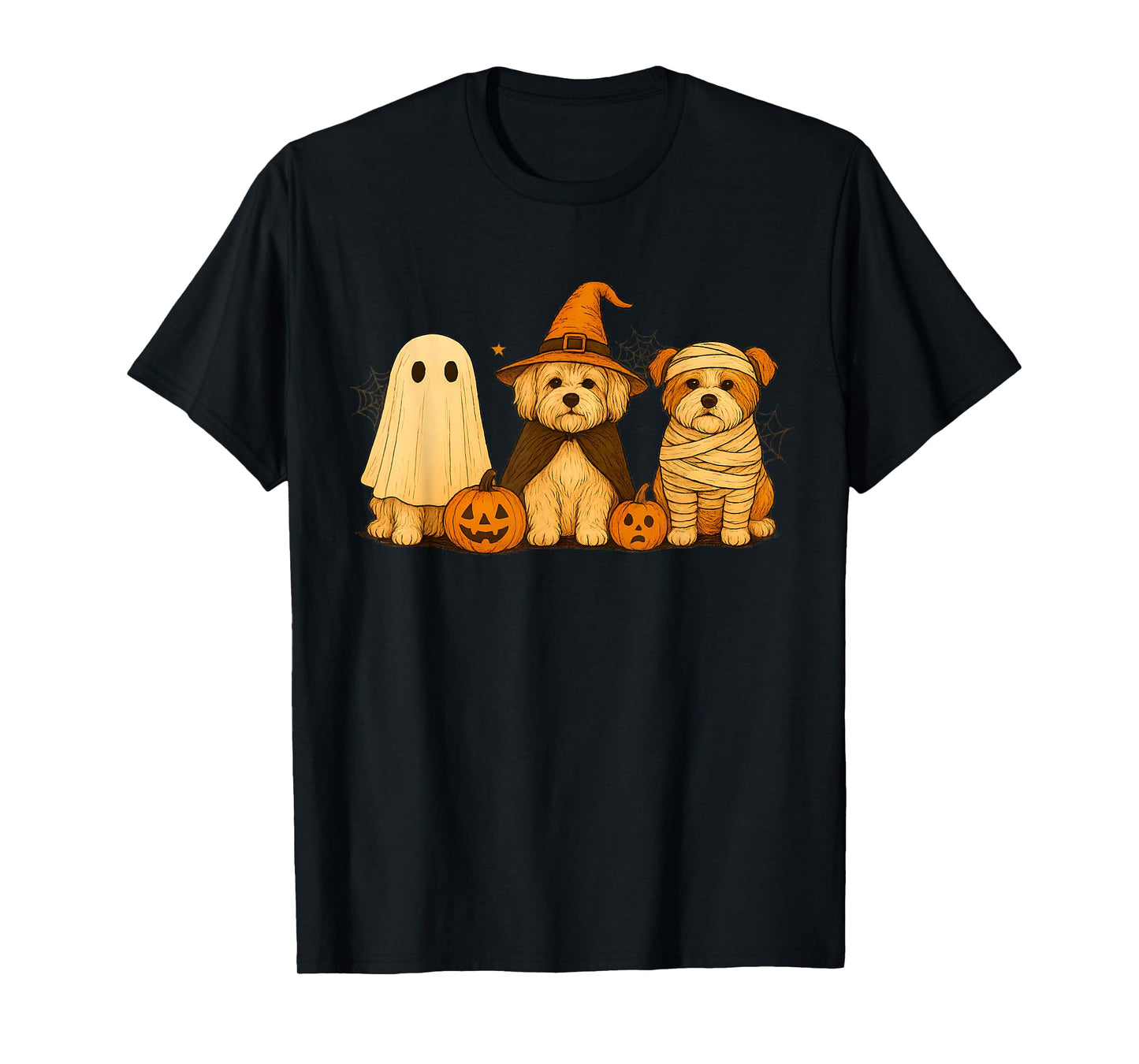 Retro Havanese Dog Witch Scary Halloween Pumpkin Women Men T-Shirt