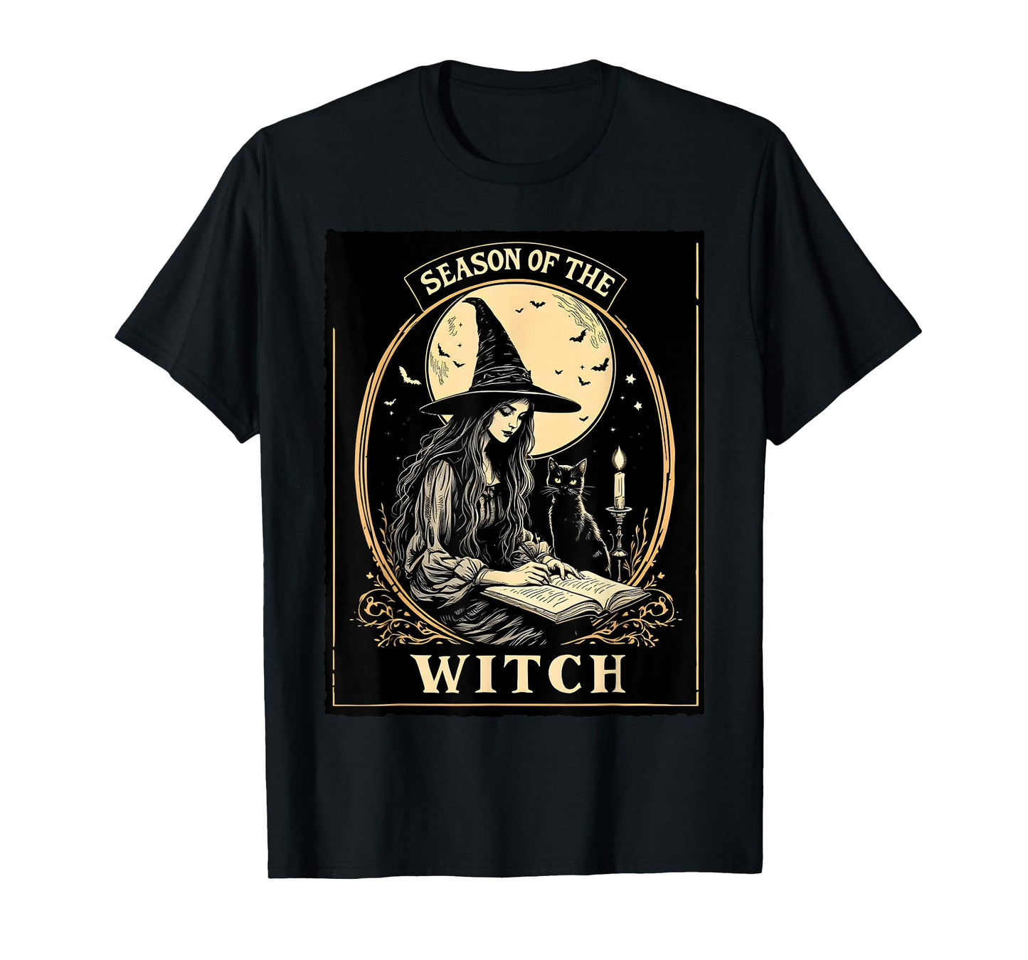 Season of The Witch Black Cat Vintage Halloween Costume T-Shirt