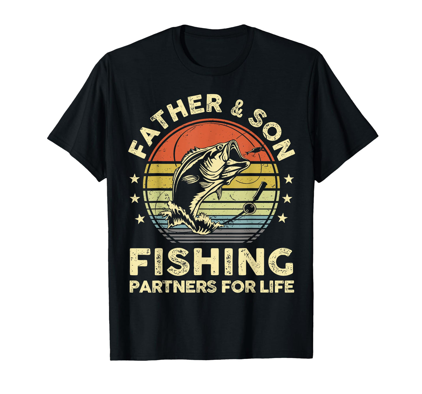 Father Son Matching Fishing Funny Bass Fish Dad Graphic T-Shirt