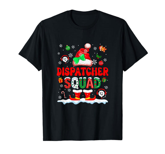 Dispatcher Squad Women Job Christmas Santa Costume Bow Tie T-Shirt