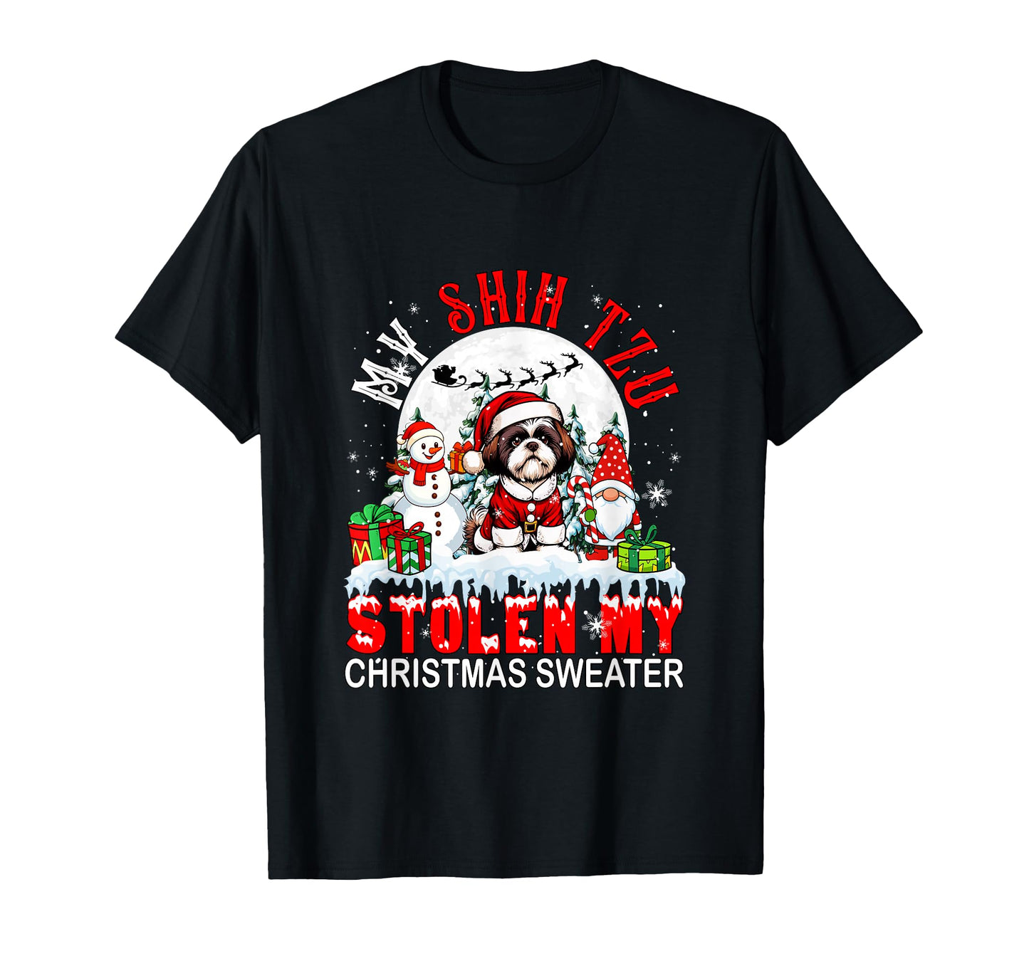 My Shih Tzu Stolen My Christmas Sweater Santa Dog Owner T-Shirt