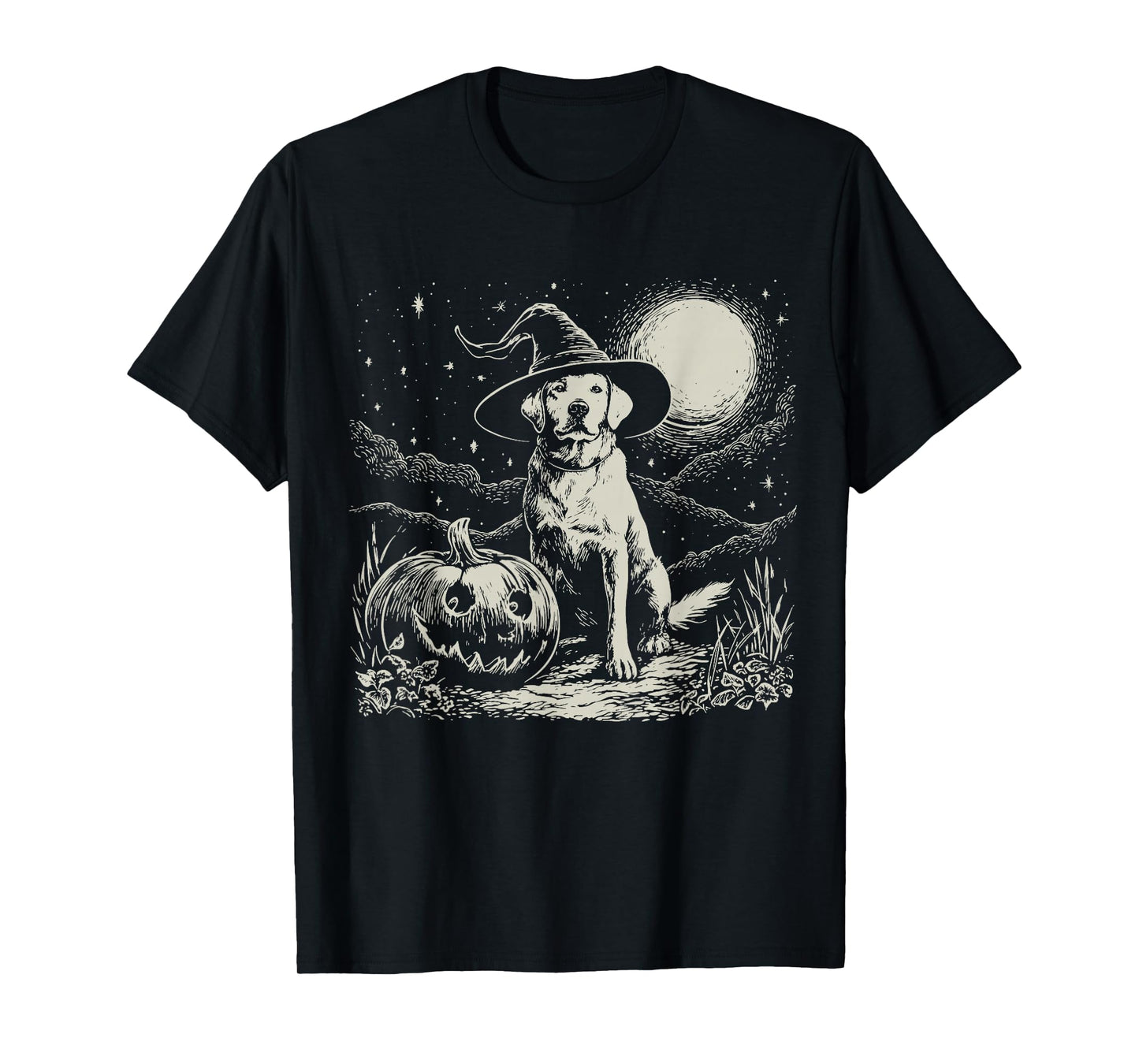 Witch Labrador Halloween Pumpkin Vintage 90s Graphic T-Shirt