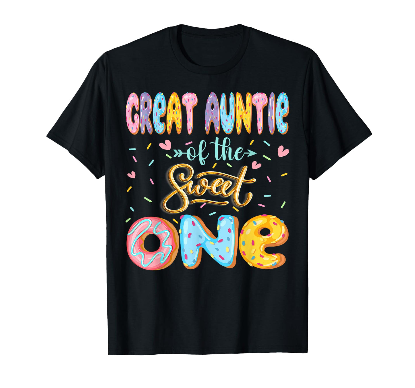Great Auntie Of The Sweet One 1St Birthday Girl Donut Lover T-Shirt