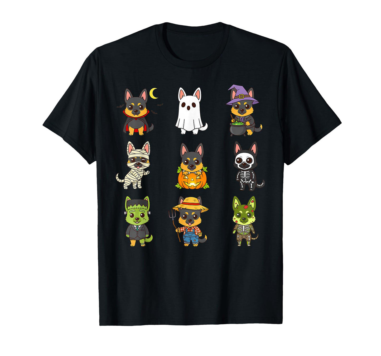German Shepherd Puppy Spooky Halloween Monster Alsatian Dog T-Shirt